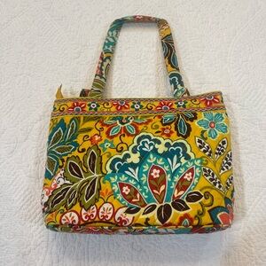 Vera Bradley You Brighten My Day Small Top Handle Tote Bag Cosmetic Case Yellow